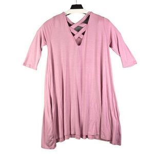 Rags and Couture Pink Night Gown Womens Top Stretchy Long‎ Criss Cross Sz Medium